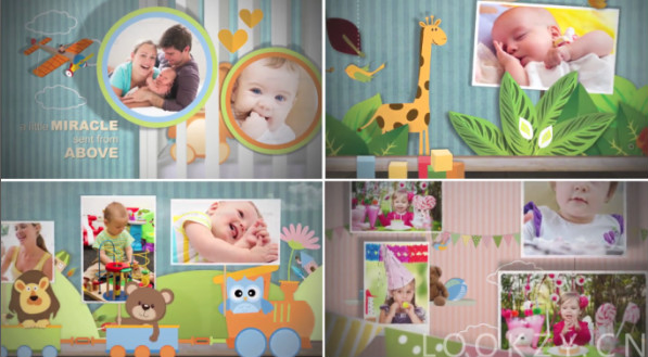 AE模板-可爱儿童宝宝成长相册模板 Baby Photo Album