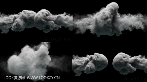 视频素材-烟雾碰撞动画视频素材（含透明通道）