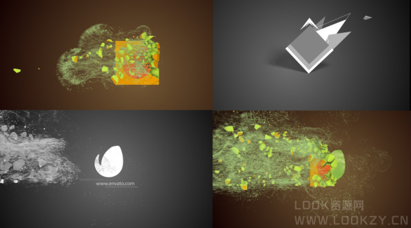 AE模板-粒子碎块吹散LOGO特效动画模板 Motion Particles Logo