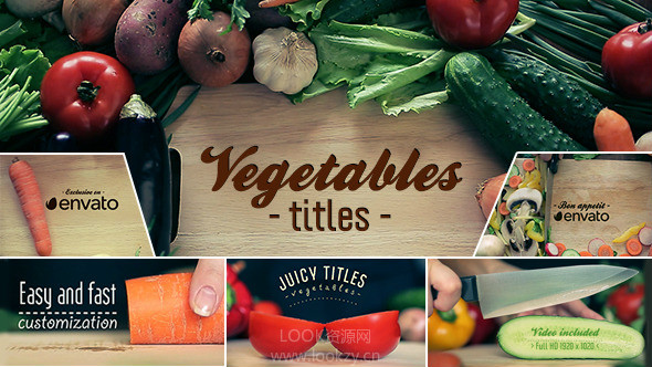 AE模板-蔬菜厨房文字标题动画模板 Vegetables Titles