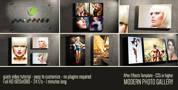 AE模板-3D现代照相馆墙壁画廊照片展示模板 Modern Photo Gallery