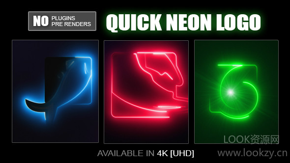 AE模板-霓虹灯标志动态快速描边效果模板 Quick Neon Logo