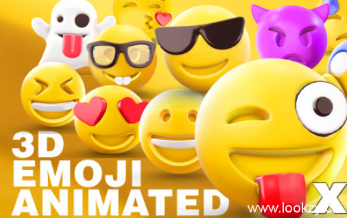 AE模板-Emoji 3D动画表情滑稽微信图标模板EMOJI 3D animated
