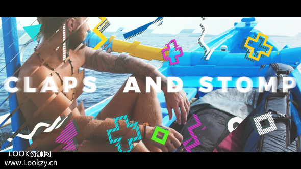 AE模板-夏天动感快节奏形状介绍幻灯片模板Summer Stomp Logo