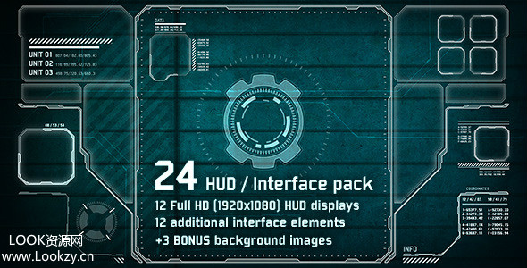 视频素材-24组高科技HUD界面动画素材包 24 Hi-Tech HUD