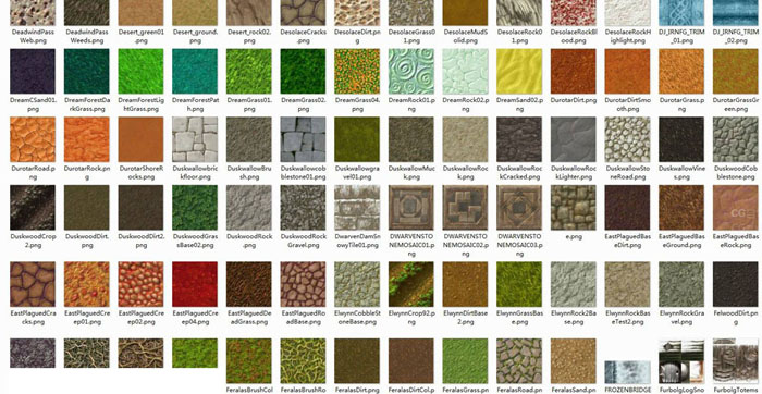 材质贴图-1254张各种手绘游戏风格的地表山石贴图材质