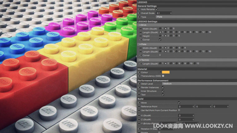 C4D预设-乐高玩具模型预设C4D工程下载 Lego4D V