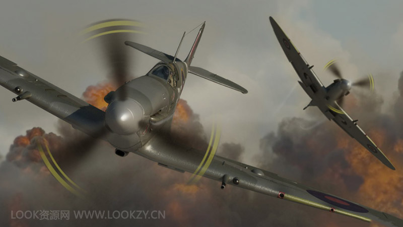 C4D模型-二战战斗机飞机C4D模型下载 含材质贴图