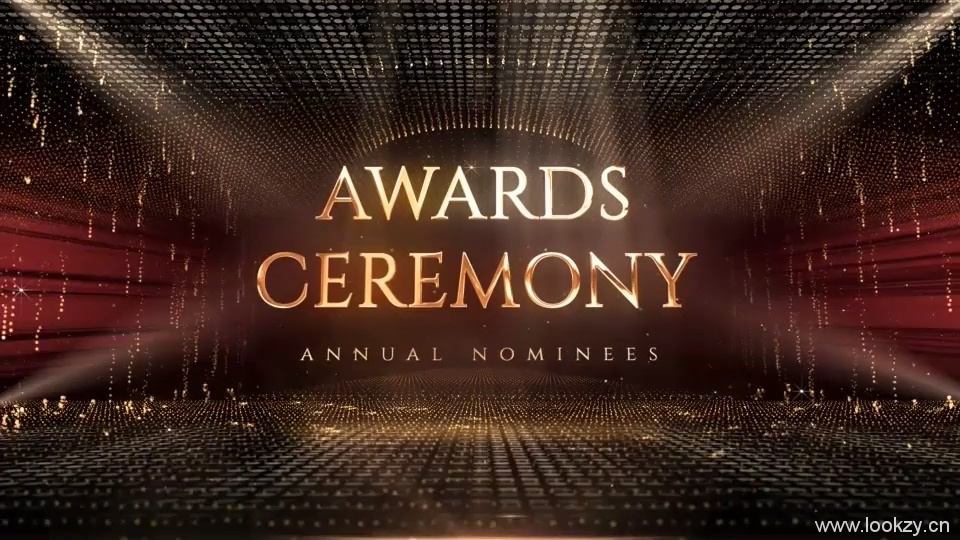 AE模板-豪华大气电影提名颁奖典礼年会银幕演员盛典金色粒子片头