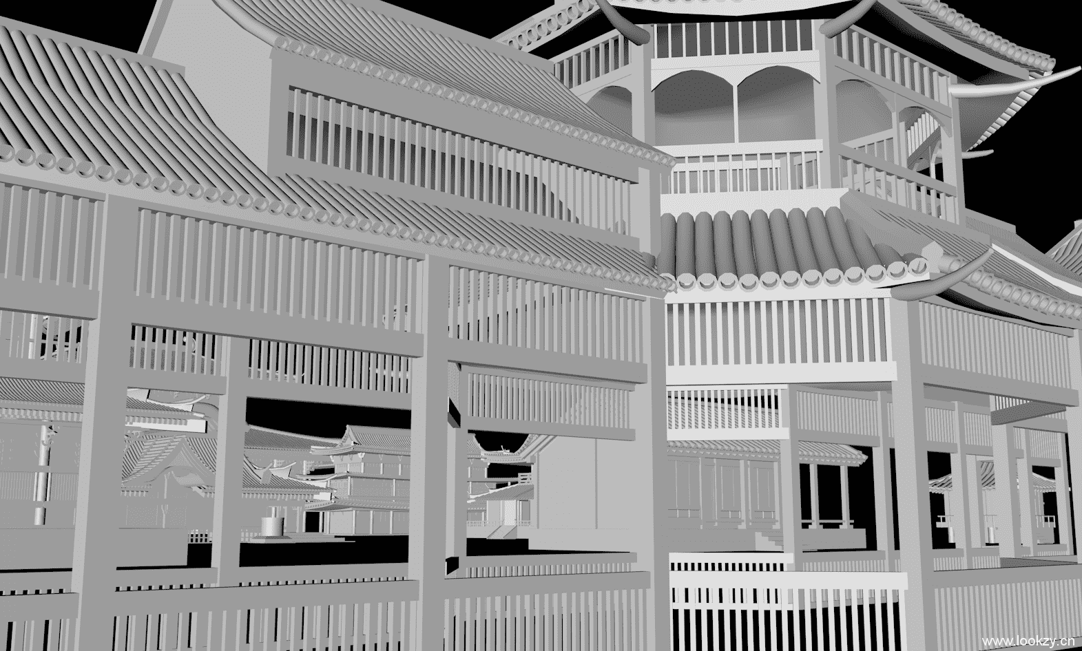 C4D模型-日本古建筑城楼亭台寺庙阁楼住宅模型包