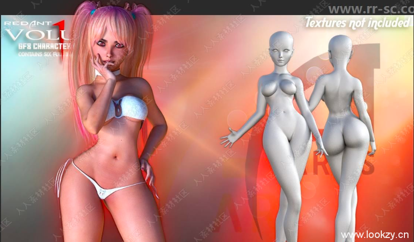 3D角色模型-多种性感身材肤色发型女性3D模型