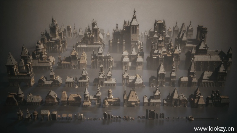 三维模型合集-哥特式古堡城堡建筑模型套装Kitbash3D – Dark Fantasy – 3D-Models Collection