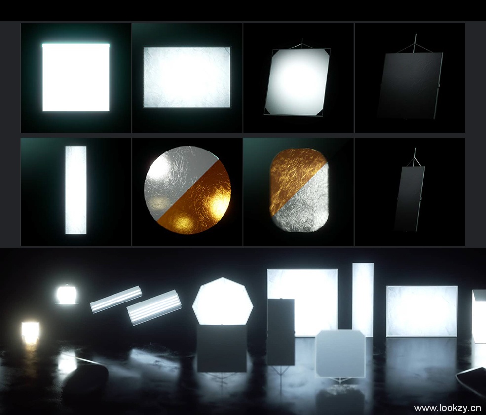 C4D预设-摄影棚Octane灯光预设V1.2创意场景3D模型素材