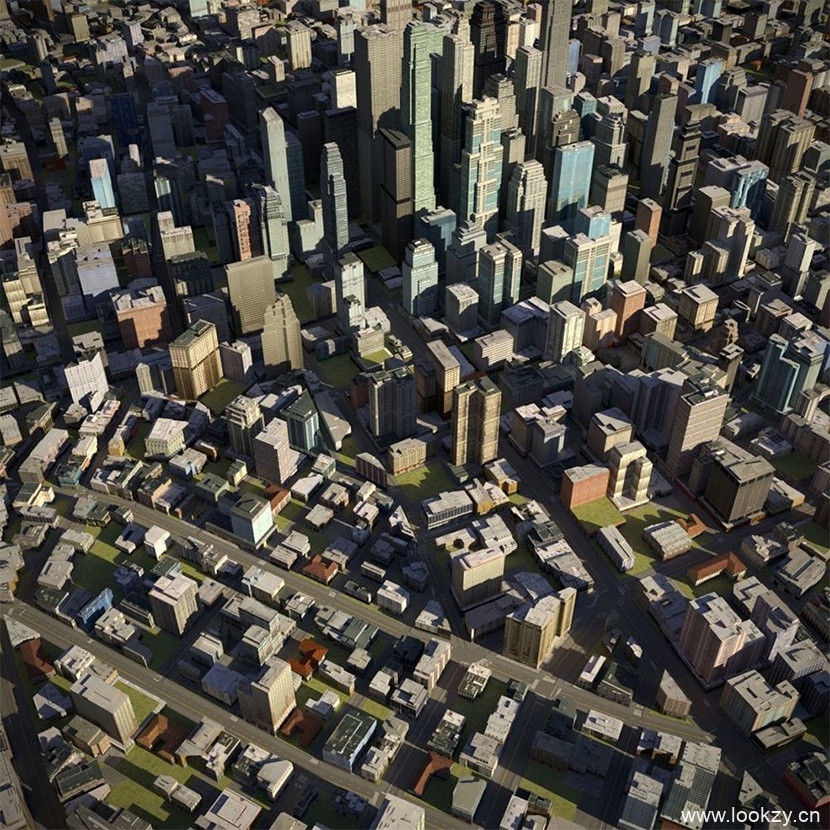 C4D低面多边形城市建筑群3D模型