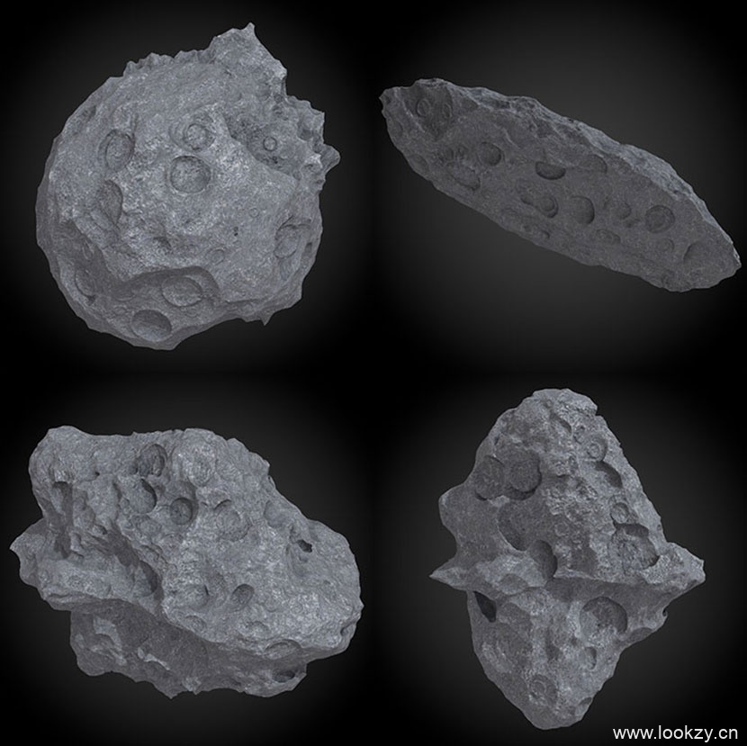 10个宇宙小星行太空陨石陨铁流星石块动画游戏道具石C4D模型